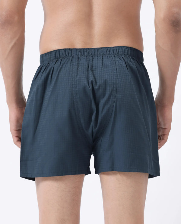 Rare Rabbit Men Kiva Dark Teal Lyocell Fabric Button Closure Plain Boxer