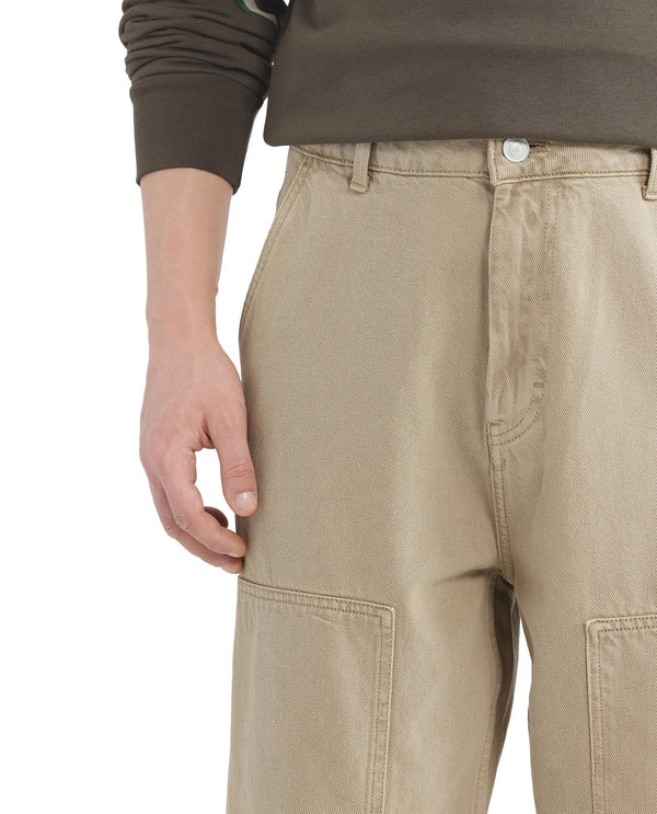 Rare Rabbit Men Klop Beige Cotton Fabric Mid Rise Carpenter Fit Garment Dyed Plain Jeans