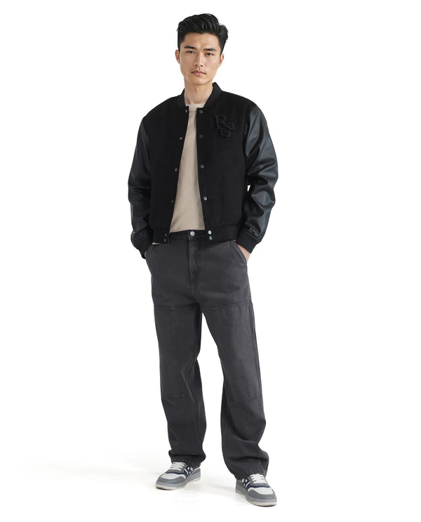 Rare Rabbit Men Klop Dark Grey Cotton Fabric Mid Rise Carpenter Fit Garment Dyed Plain Jeans