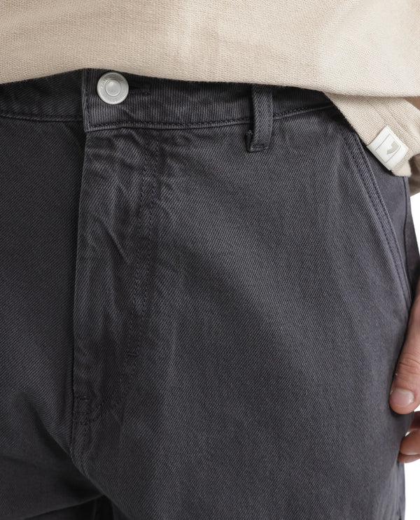 Rare Rabbit Men Klop Dark Grey Cotton Fabric Mid Rise Carpenter Fit Garment Dyed Plain Jeans