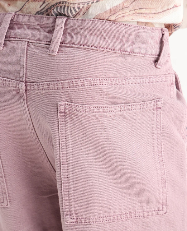 Rare Rabbit Men Klop Dusky Purple Cotton Fabric Mid Rise Carpenter Fit Garment Dyed Plain Jeans