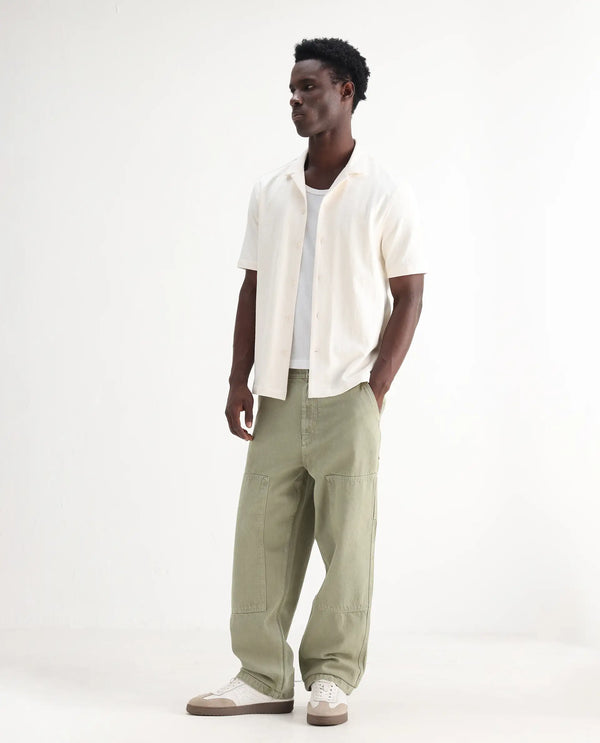 Rare Rabbit Men Klop Pastel Green Cotton Fabric Mid Rise Carpenter Fit Garment Dyed Plain Jeans