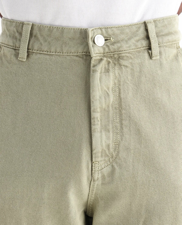 Rare Rabbit Men Klop Pastel Green Cotton Fabric Mid Rise Carpenter Fit Garment Dyed Plain Jeans