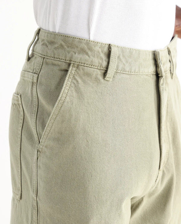 Rare Rabbit Men Klop Pastel Green Cotton Fabric Mid Rise Carpenter Fit Garment Dyed Plain Jeans