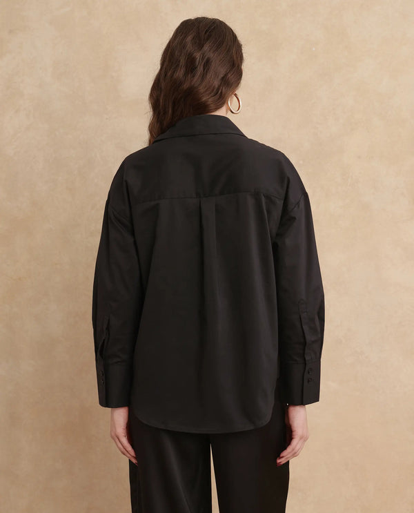 Rareism Women Klox-Uni Black Full Sleeve Collared Neck Button Closure Regular Fit Plain Shirt