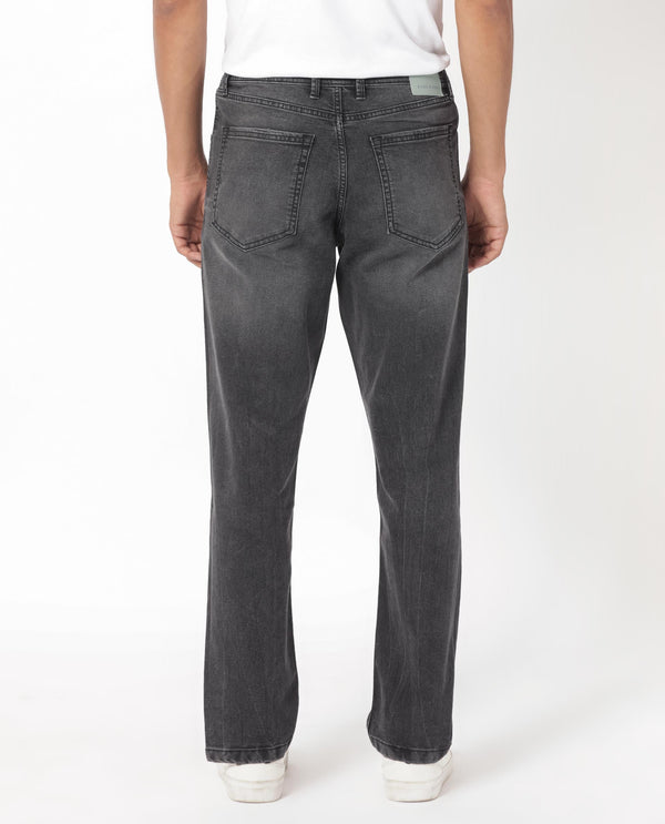 Rare Rabbit Men's Klune Black Mid Wash Mid-Rise Regular Fit Jeans