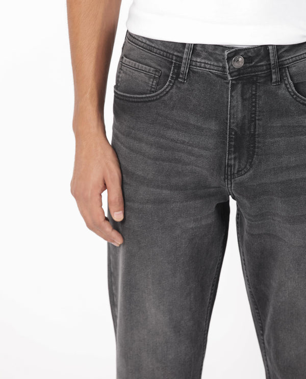 Rare Rabbit Men's Klune Black Mid Wash Mid-Rise Regular Fit Jeans