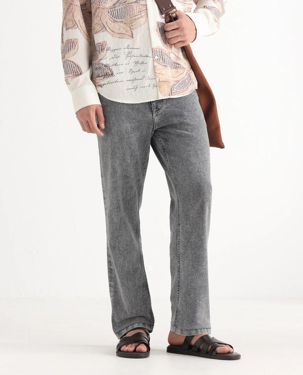 Rare Rabbit Men's Klune Light Grey Mid Wash Mid-Rise Regular Fit Jeans