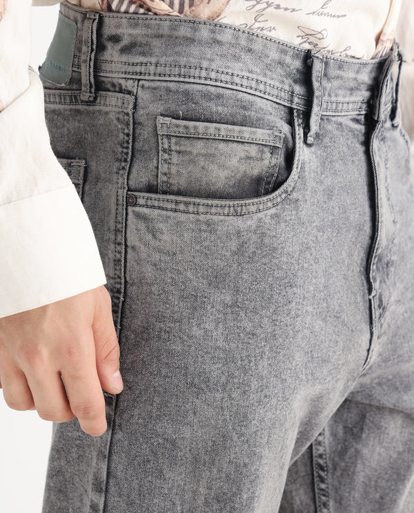 Rare Rabbit Men's Klune Light Grey Mid Wash Mid-Rise Regular Fit Jeans