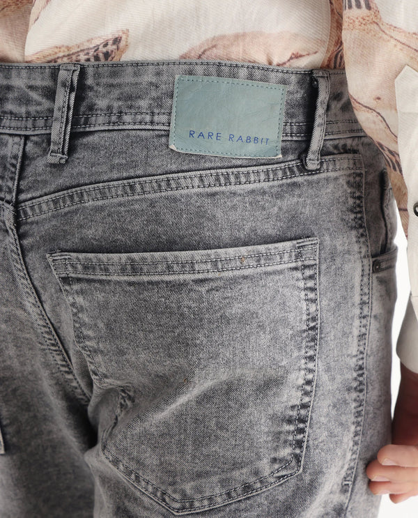 Rare Rabbit Men's Klune Light Grey Mid Wash Mid-Rise Regular Fit Jeans