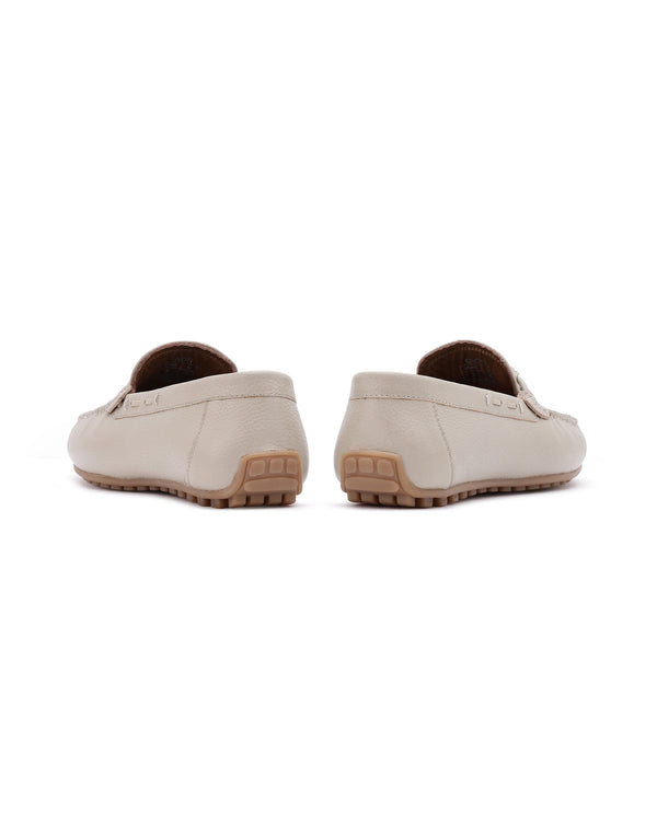 Rare Rabbit Men's Knott Beige Slip-On Genuine Milled Leather Driving Mocassin