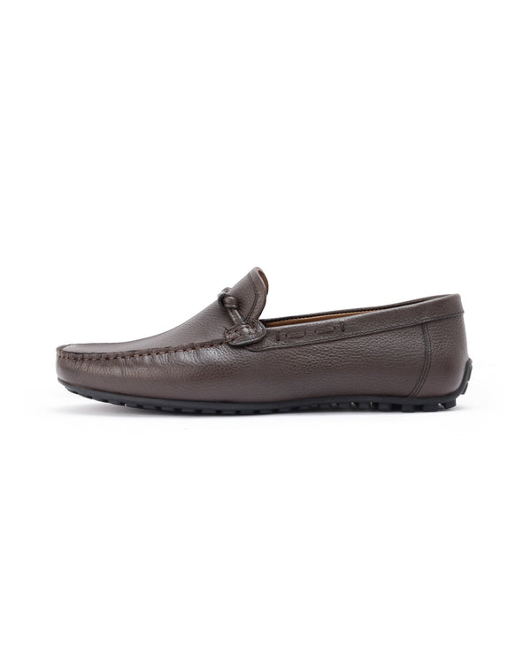 Rare Rabbit Men's Knott Brown Slip-On Genuine Milled Leather Driving Mocassin