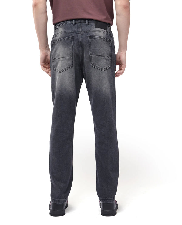 Rare Rabbit Men's Kobet Grey Cotton Fabric Mid Wash Mid Rise Regular Fit Cut and Sew Jeans