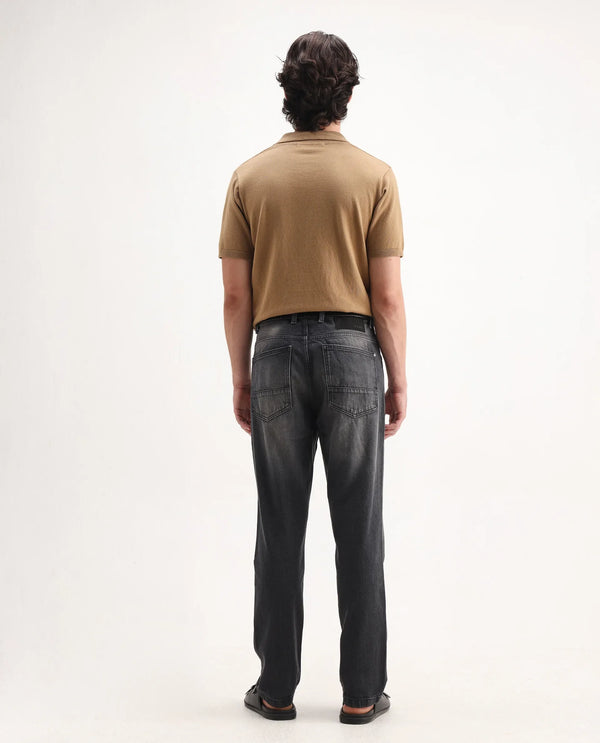 Rare Rabbit Men's Kobet Grey Cotton Fabric Mid Wash Mid Rise Regular Fit Cut and Sew Jeans