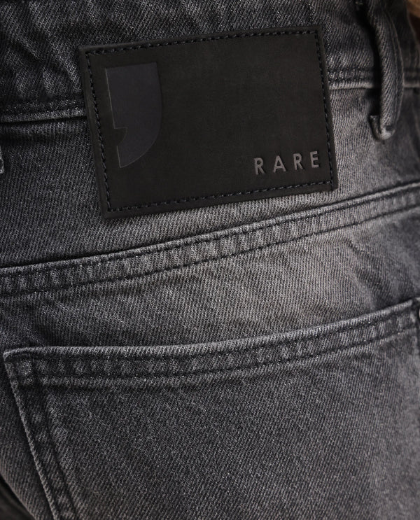 Rare Rabbit Men's Kobet Grey Cotton Fabric Mid Wash Mid Rise Regular Fit Cut and Sew Jeans