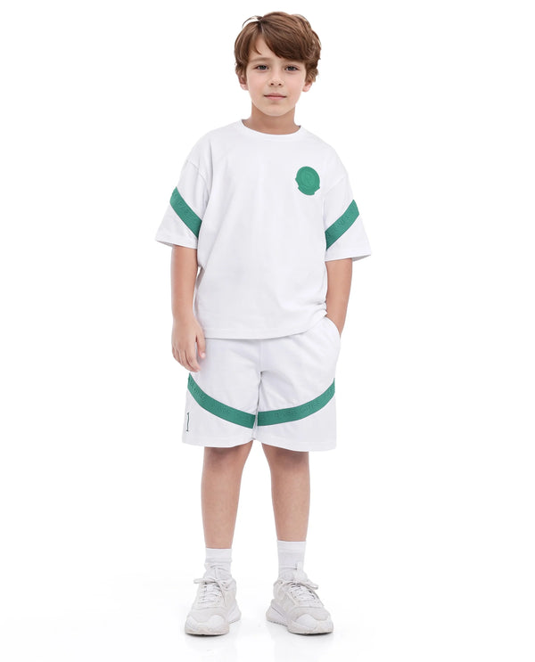 Rare Ones Kids Komp White Cotton Short Sleeve Crew Neck Pigment Print Boxy T-Shirt