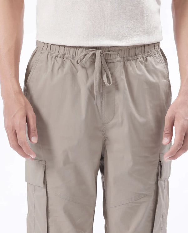 Rare Rabbit Men's Korb Beige Cotton Blend Fabric Plain Trouser