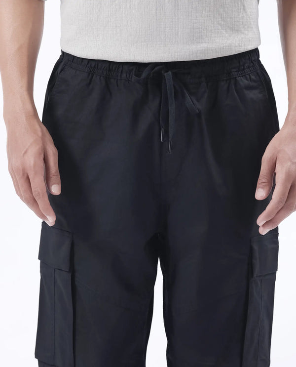 Rare Rabbit Men's Korb Black Cotton Blend Fabric Plain Trouser