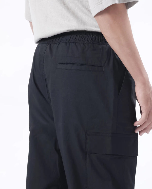 Rare Rabbit Men's Korb Black Cotton Blend Fabric Plain Trouser