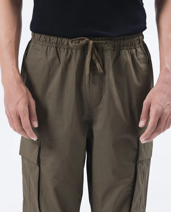 Rare Rabbit Men's Korb Light Olive Cotton Blend Fabric Plain Trouser