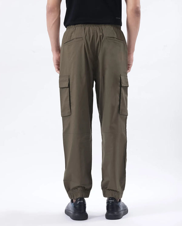 Rare Rabbit Men's Korb Light Olive Cotton Blend Fabric Plain Trouser