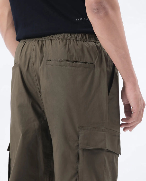Rare Rabbit Men's Korb Light Olive Cotton Blend Fabric Plain Trouser