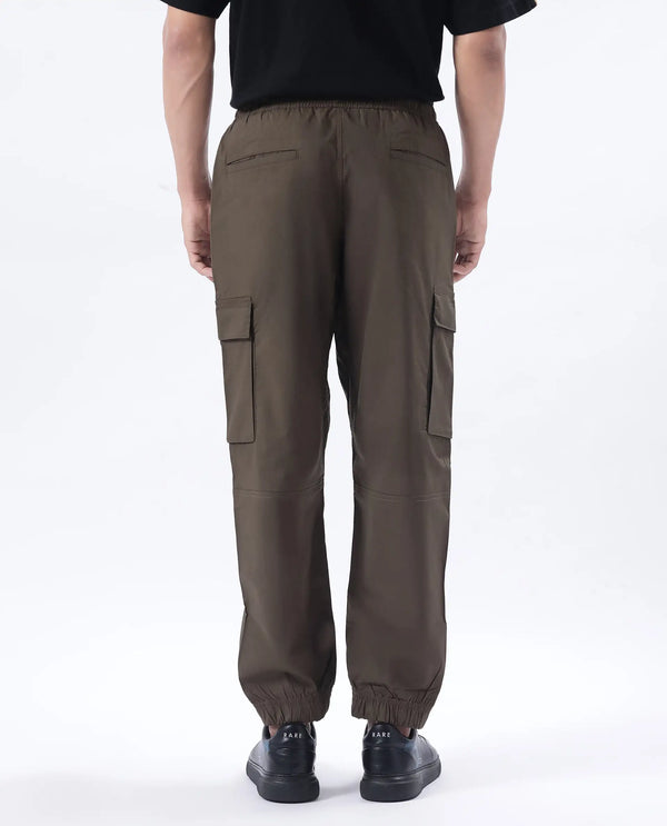 Rare Rabbit Men's Korb Olive Cotton Blend Fabric Plain Trouser