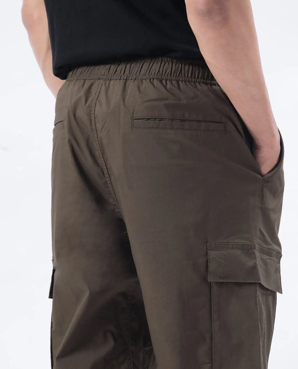 Rare Rabbit Men's Korb Olive Cotton Blend Fabric Plain Trouser