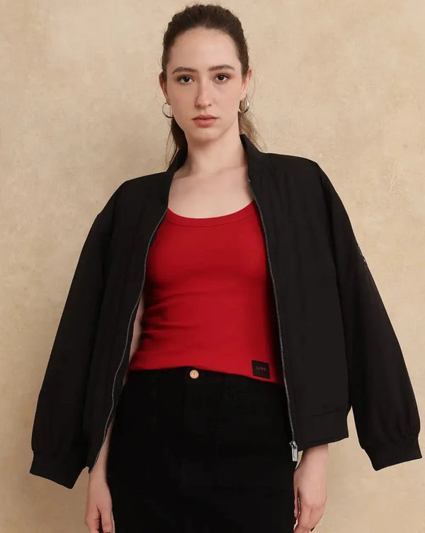Rareism Women Krip Red Cotton Fabric Sleeveless Slim Fit Plain T-Shirt
