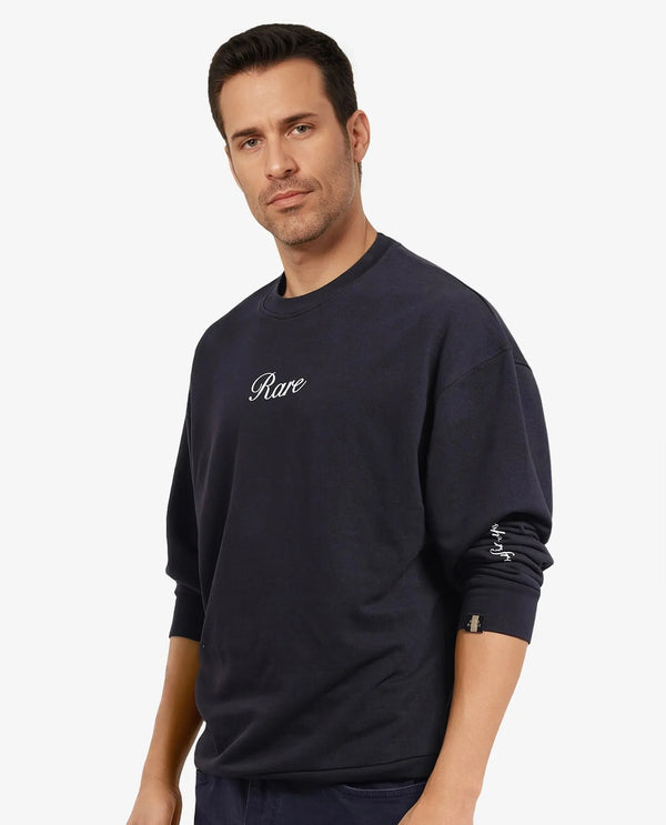 Rare Rabbit Men's Lain Black Cotton Blend Fabric Full Sleeve Crew Neck Boxy Fit Animal Sweatshirt