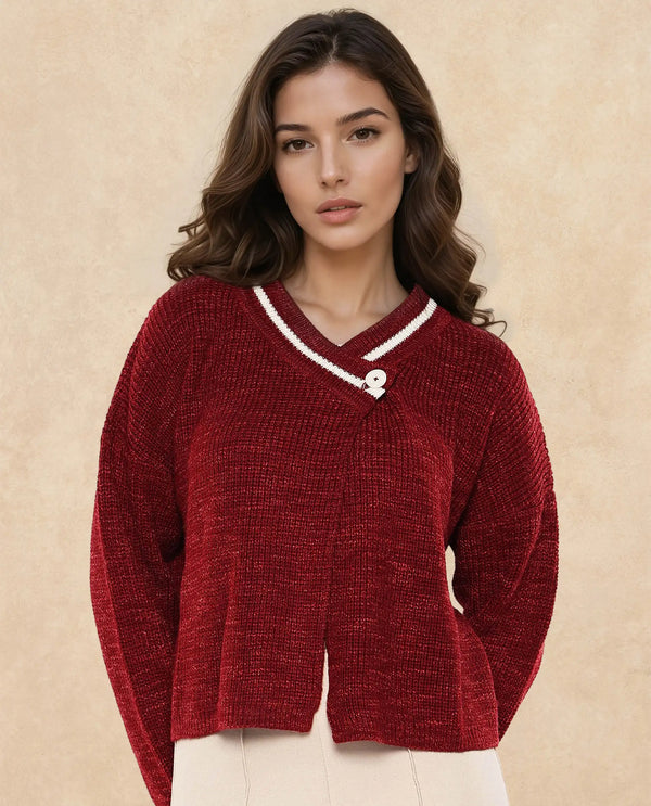 Rareism Women Lapez Red Relaxed Fit Plain Shrug