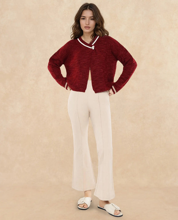 Rareism Women Lapez Red Relaxed Fit Plain Shrug