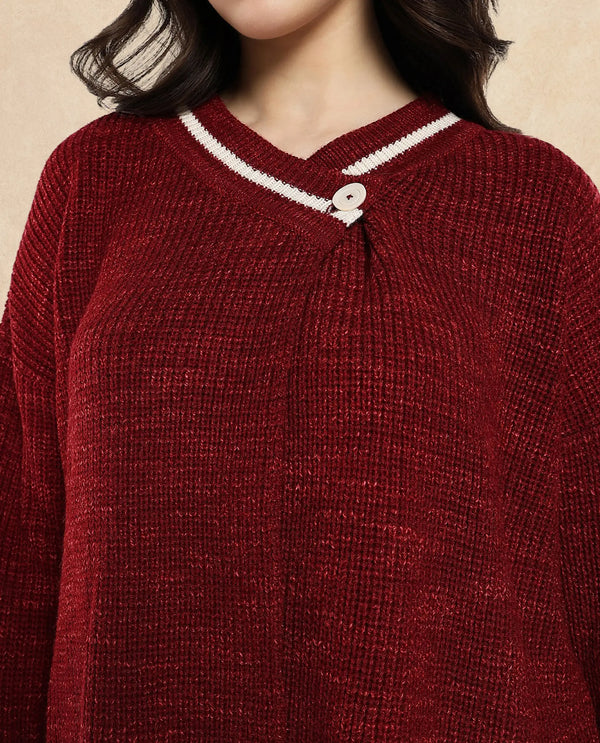 Rareism Women Lapez Red Relaxed Fit Plain Shrug
