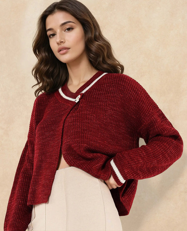Rareism Women Lapez Red Relaxed Fit Plain Shrug