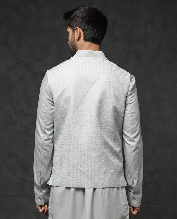 Rare Rabbit Men's Lasmos-Kpb Light Grey  Kurta-Suit