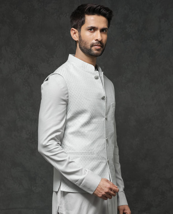 Rare Rabbit Men's Lasmos-Kpb Light Grey  Kurta-Suit