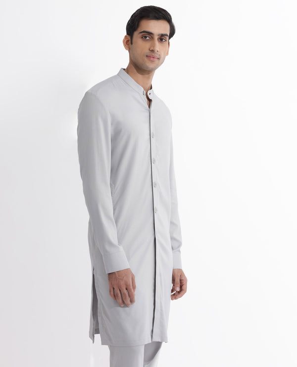 Rare Rabbit Mens Lasmos-K Light Grey Kurta