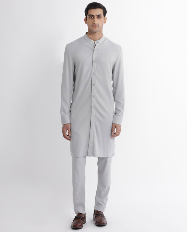 Rare Rabbit Mens Lasmos-K Light Grey Kurta
