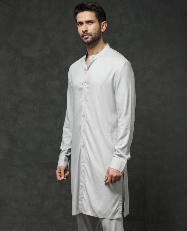 Rare Rabbit Men's Lasmos-Kpb Light Grey  Kurta-Suit
