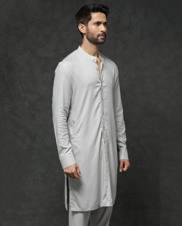 Rare Rabbit Men's Lasmos-Kpb Light Grey  Kurta-Suit