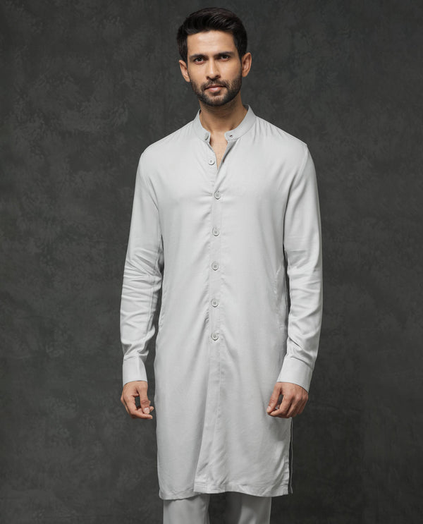 Rare Rabbit Men's Lasmos-Kpb Light Grey  Kurta-Suit