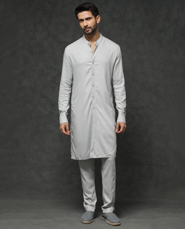 Rare Rabbit Men's Lasmos-Kpb Light Grey  Kurta-Suit