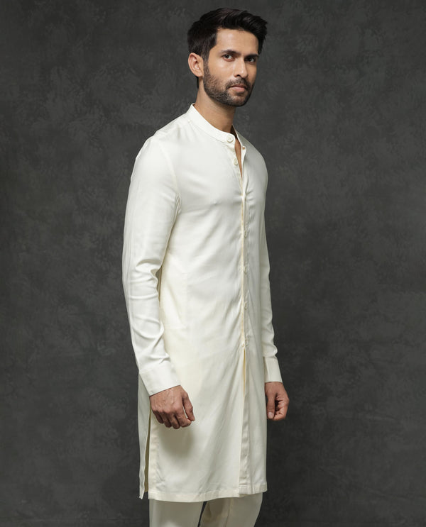 Rare Rabbit Men's Lasmos-Kpb Off White  Kurta-Suit