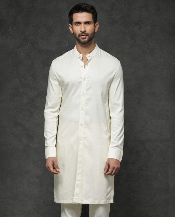 Rare Rabbit Men's Lasmos-Kpb Off White  Kurta-Suit