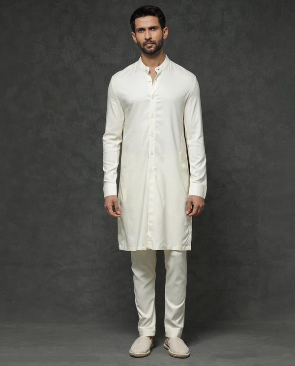 Rare Rabbit Men's Lasmos-Kpb Off White  Kurta-Suit