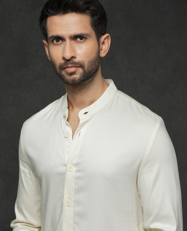 Rare Rabbit Men's Lasmos-Kpb Off White  Kurta-Suit