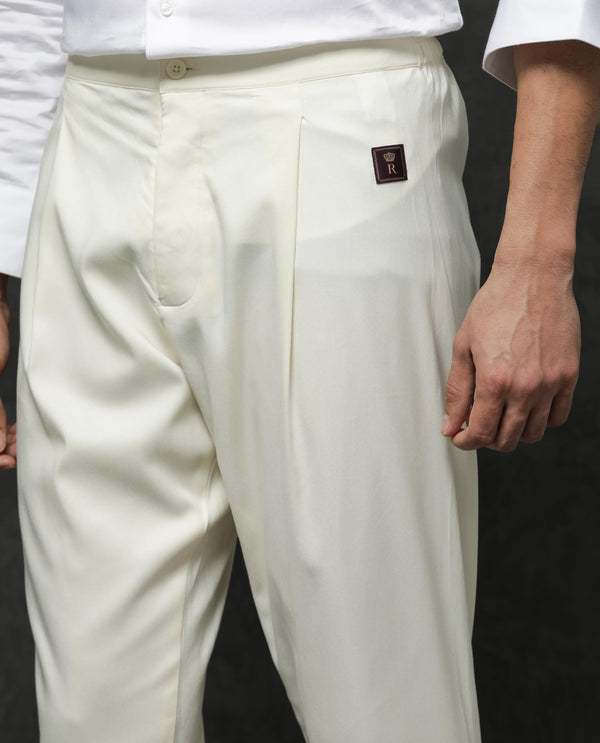 Rare Rabbit Men's Lasmos-Kpb Off White  Kurta-Suit