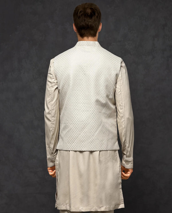 Rare Rabbit Men's Lasmos-Kpb Beige Kurta-Suit