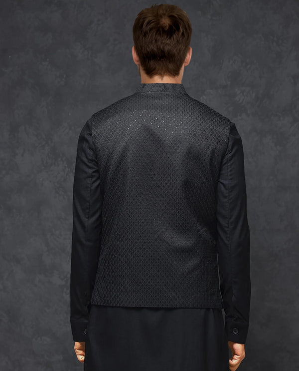 Rare Rabbit Men's Lasmos-Kpb Black Kurta-Suit
