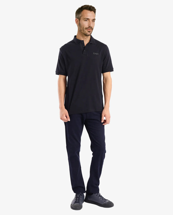Rare Rabbit Men Laur Black Cotton Fabric Short Sleeve Printed Collar HD Print Branded Plain Polo